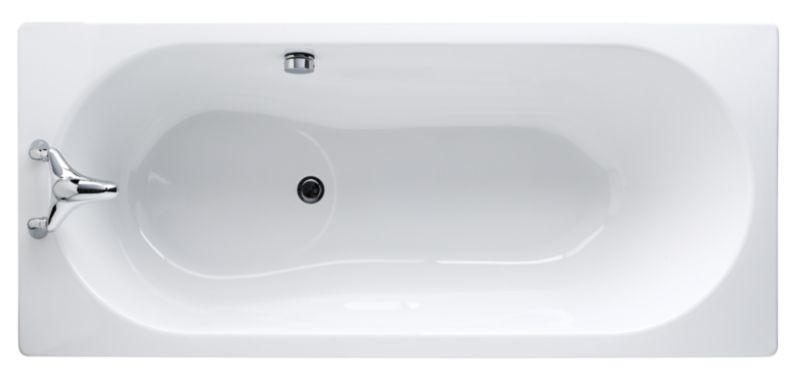 BandQ Luxury Steel Straight Bath White (L)1700 x (W)750mm