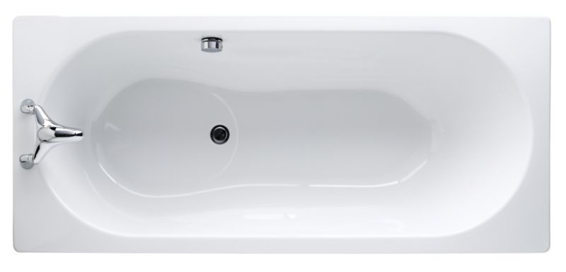 Luxury Steel Straight Bath White (L)1600 x (W)700mm