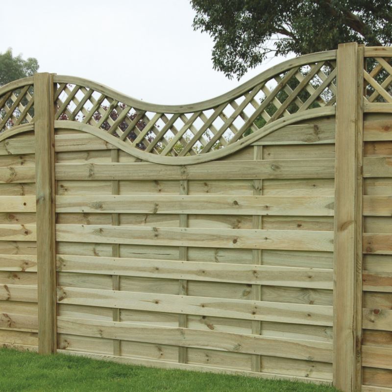 Concave Pembroke Fencing - 5 x (H)1.58m Panels, 6 x (H)2.4m Posts