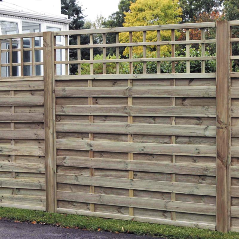 Square Prague Fencing - 5 x (H)1.8m Panels, 6 x (H)2.4m Posts