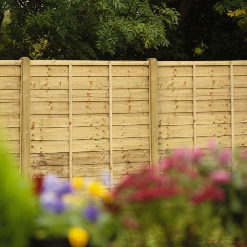 Unbranded Sutton Panel Fencing - 3 x (H)1.8m Panels, 4 x (H)2.4m Posts - Autumn Gold Effect