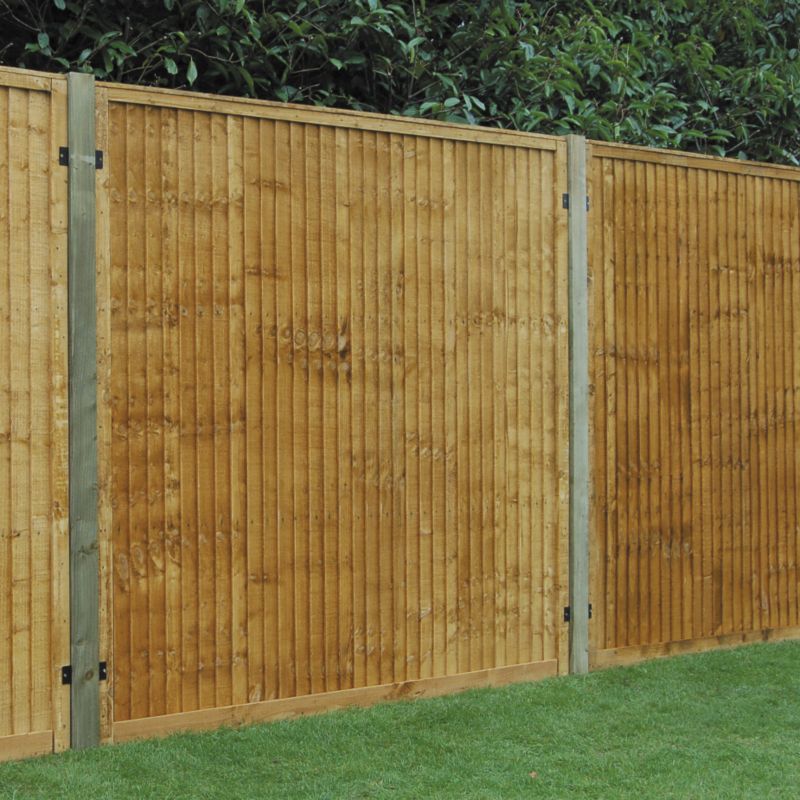 Unbranded Coventry Panel Fencing - 3 x (H)1.8m Panels, 4 x (H)2.4m Posts - Autumn Gold Effect