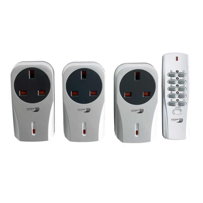Remote Control Socket Kit Pack of 3 Silver Effect