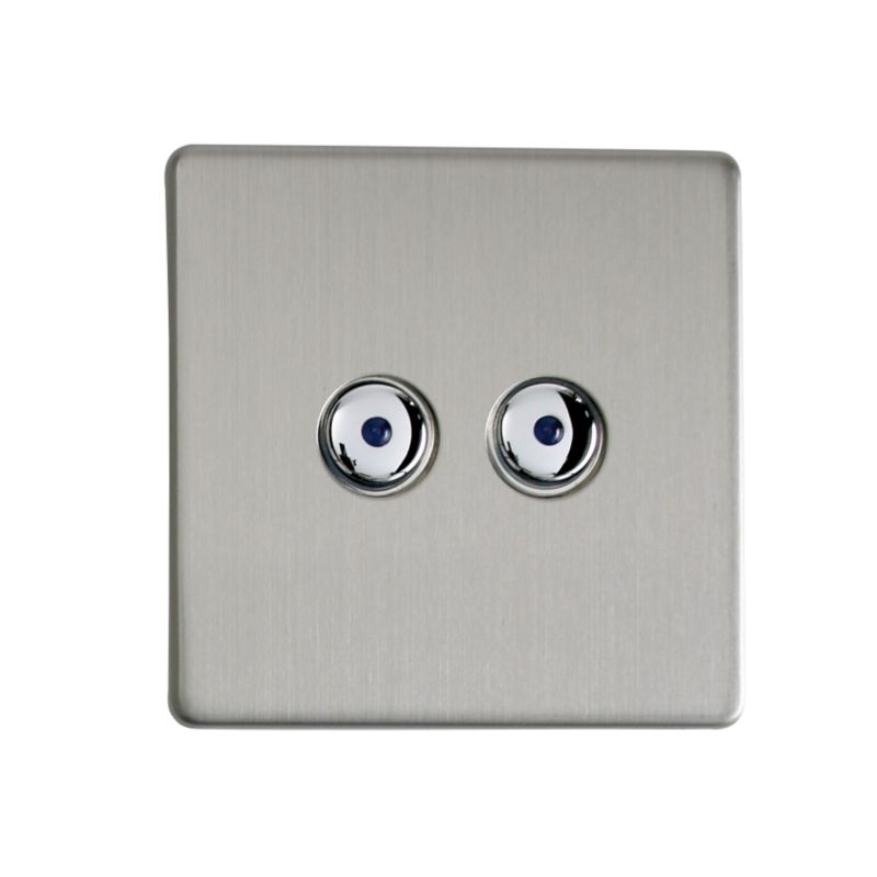 Remote Control 2 Gang Light Switch Stainless Steel