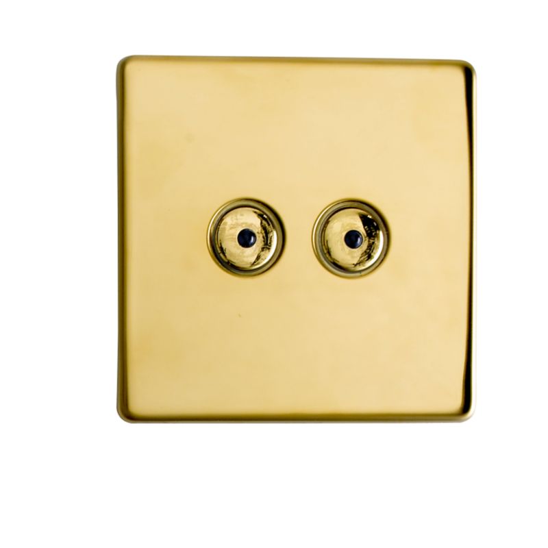 Home Easy Remote Control 2 Gang Light Switch Brass Effect