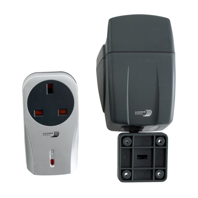 Remote Control Outdoor PIR and Indoor Socket Black and Silver Effect