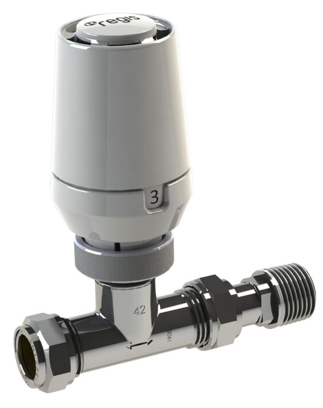 Thermostatic radiator valve 122mm, and lock shield valve 75mm in height