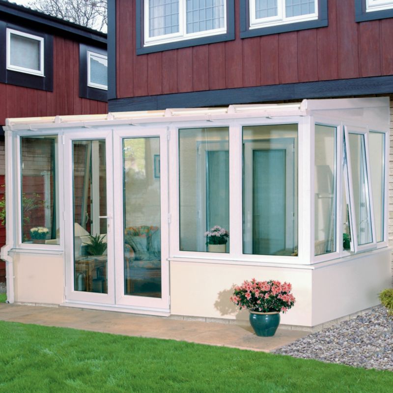 BandQ Lean To Traditional Conservatory SBL3-D White (H) 2466 x (W) 4072 x (D) 2431mm