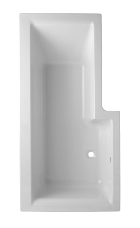 BandQ L-Shaped Acrylic Showerbath Left Handed White