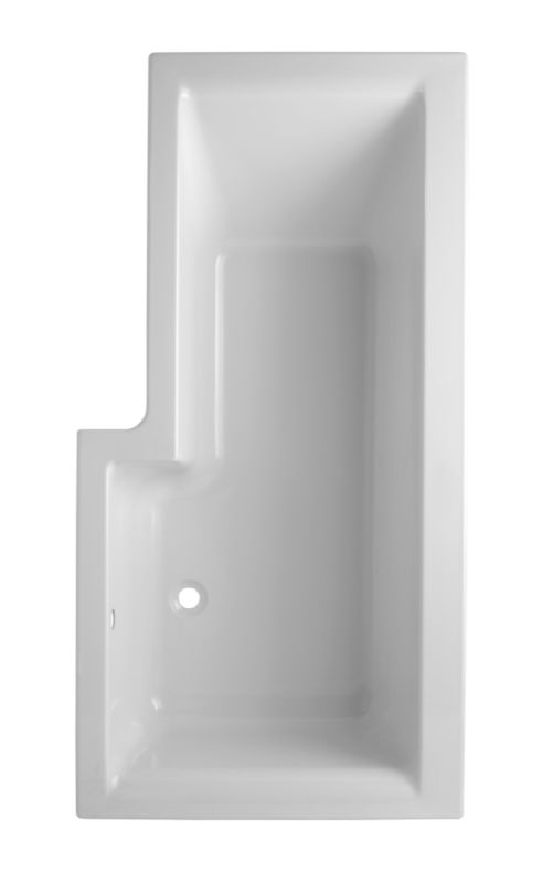 BandQ L-Shaped Acrylic Showerbath Right Handed White