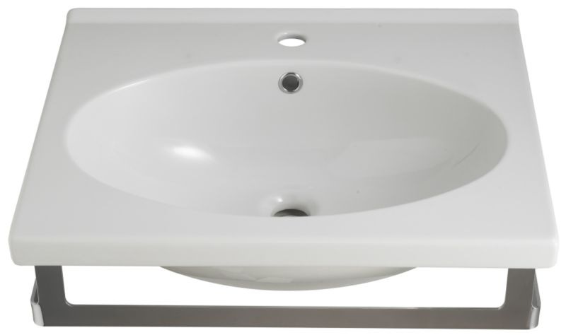 BandQ Select Zone Square Basin White/Chrome Effect (W)750mm