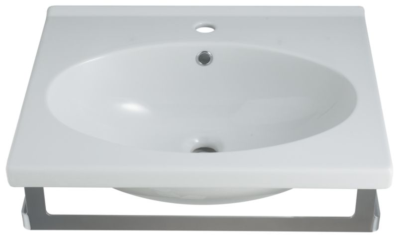 BandQ Select Zone Square Basin White/Chrome Effect (W)600mm