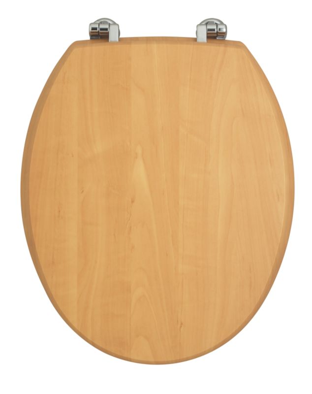 BandQ Romsey Classic Toilet Seat Pine Effect/Chrome Hinges