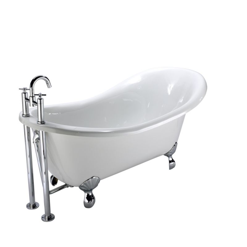 BandQ Freestanding Acrylic Slipper Bath White (L)1550 x (W)745mm