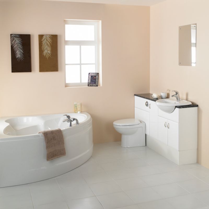 BandQ Valencia Corner Bath Suite White/Chrome Effect/Black