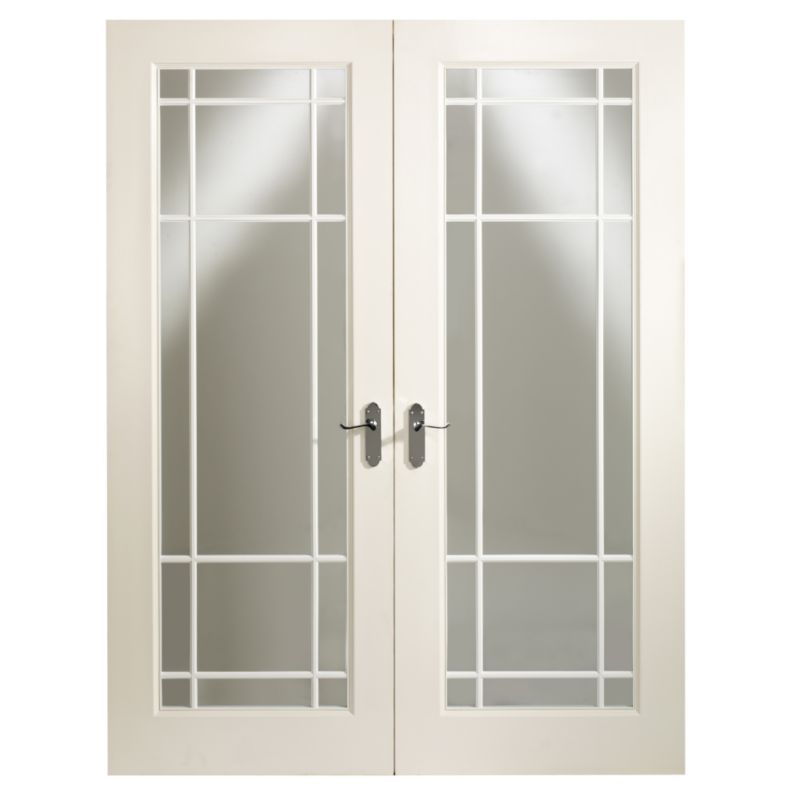 Marseille Smooth 1 Pane Glazed Pair Of Internal Doors NAT50MSL GO White (H) 1980 (W) 1512 (D) 35 mm