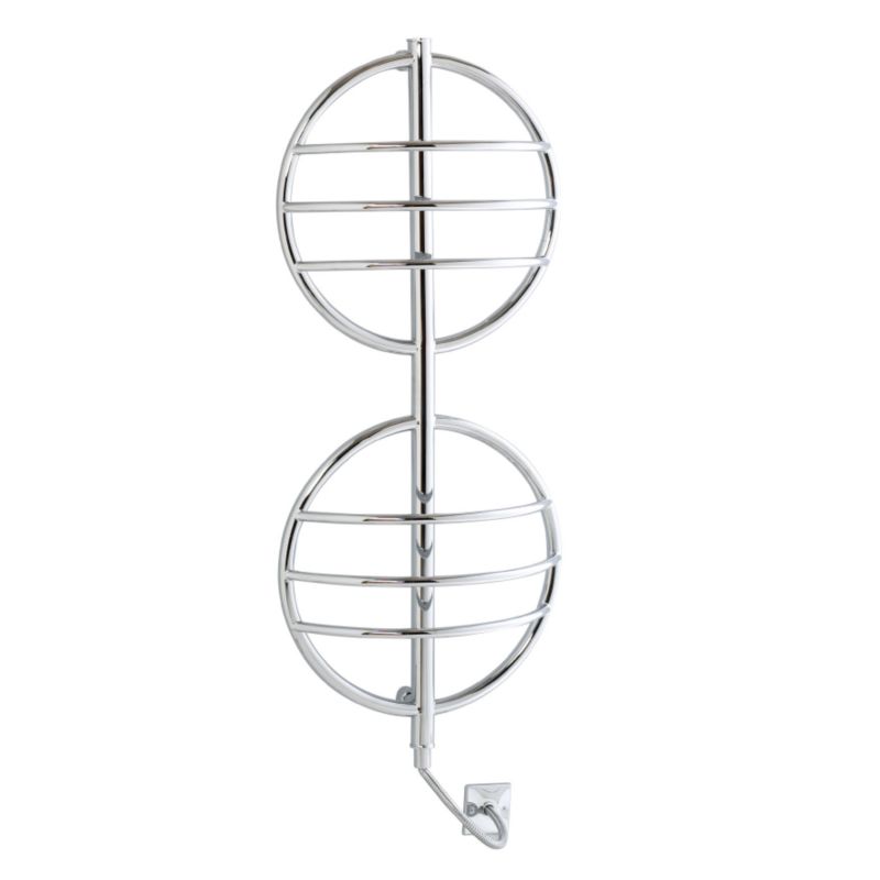 Disq 2 Ring Hydronic Towel Rail Chrome Plated (H)1280 x (W)290 x (D)540mm