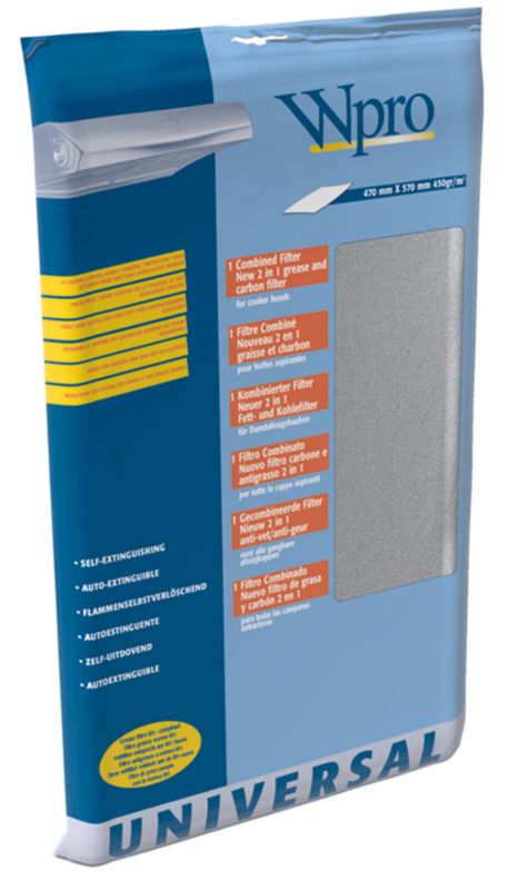 Alternative image for Wpro Universal 2-in-1 Grease & Odour Filter FHC009 Charcoal Grey