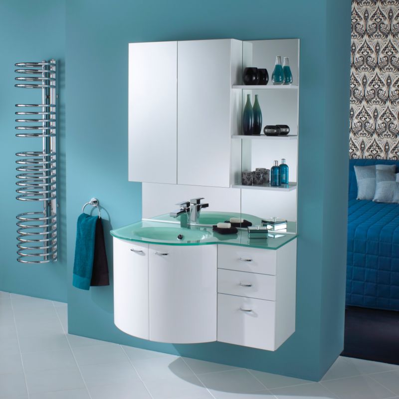 Alternative image for Aquabi Vanity Unit & Glass Basin White (H)375 x (W)700 x (L)340mm