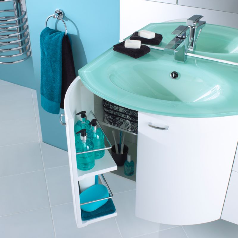 Alternative image for Aquabi Vanity Unit & Glass Basin White (H)375 x (W)700 x (L)340mm