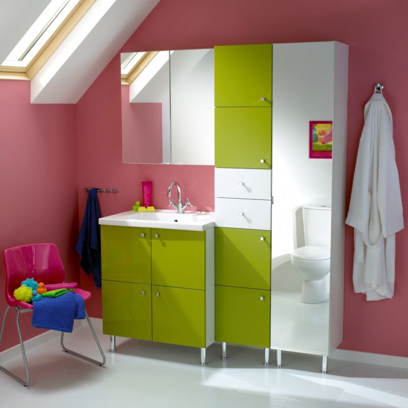 Alternative image for Concept 38 Tall Cabinet With Doors & Drawer White/Green (H)2030 x (W)380 x (L)340mm