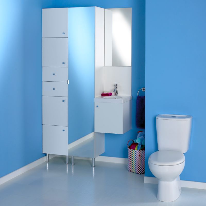 Alternative image for Concept 38 Tall Cabinet With Doors & Drawer White (H)2030 x (W)380 x (L)340mm
