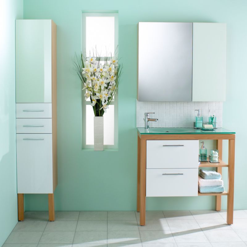 Alternative image for Largo Mirror Cabinet Beech Effect (H)800 x (W)900 x (L)165mm