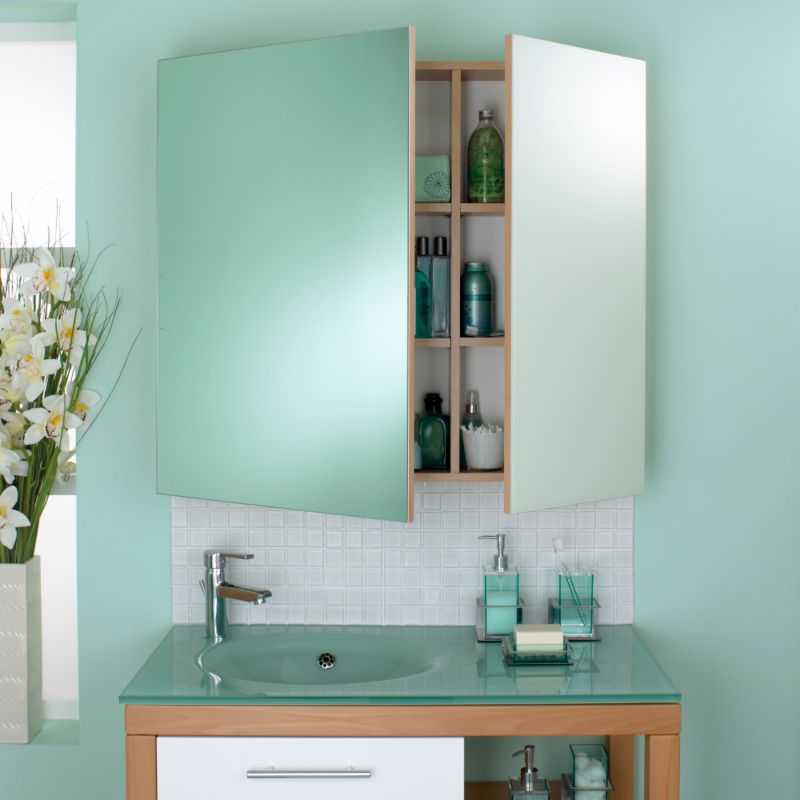 Alternative image for Largo Mirror Cabinet Beech Effect (H)800 x (W)900 x (L)165mm