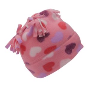 Girls Heart Print Fleece Hat