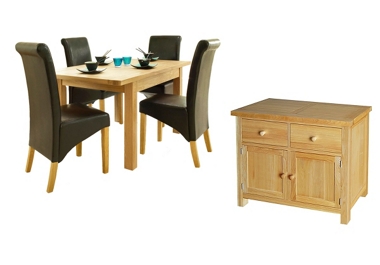 Abingdon GREAT DEAL Small ext table and 4 chairs unassembled with a small sideboard offer