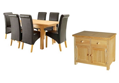 Abingdon GREAT DEAL Small ext table and 6 chairs unassembled with a small sideboard offer