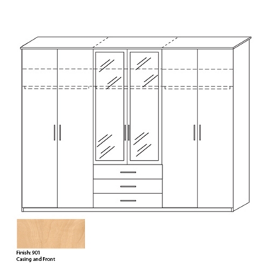 Unbranded Broadway. 6 door combi wardrobe with 2 mirrors