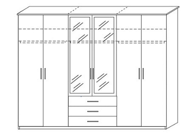 Broadway. 6 door combi wardrobe with 2 mirrors