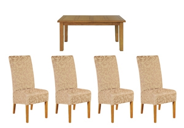 G Plan Chateaux Rectangular ext. table with 4 fabric chairs