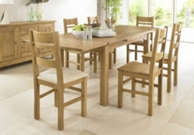 Draw leaf table with 4 wooden seat chairs only
