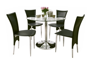 Circular glass table and 4 Gizmo chairs