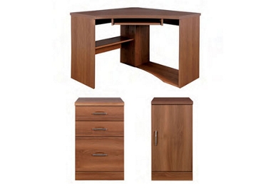Corner desk with filing cabinet and cupboard (RHH)