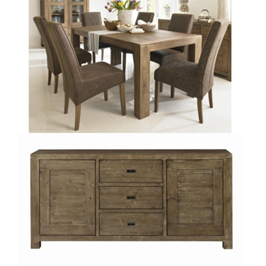 Indah GREAT DINING DEAL! Small table (160cm X 90cm) 6 chairs with a sideboard