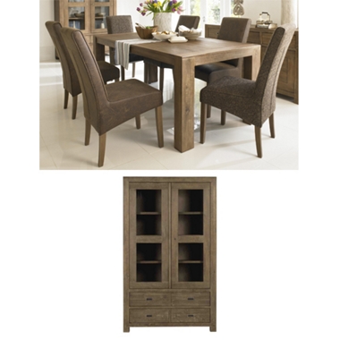 Unbranded Indah GREAT DINING DEAL! Small table (160cm X 90cm), 6 chairs with a display unit