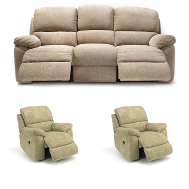 Leona (Fabric) GREAT SOFA DEAL! 3 str reclining sofa plus 2 reclining chairs offer