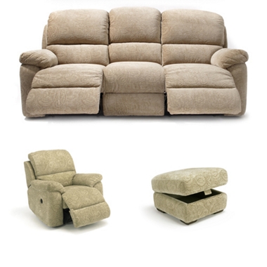 Leona (Fabric) GREAT SOFA DEAL! 3 str power sofa, power chair and stool offer