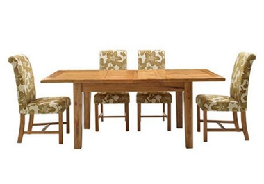 lyon extending dining table with 4 chairs Table and 4 green Lyon upholstered chairs