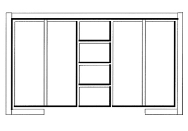 Unbranded Quba 2 folding drs/4 drw sideboard (metal accents)