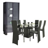 Soho GREAT DINING DEAL! Ext. table,  6 Selina chairs with a display unit