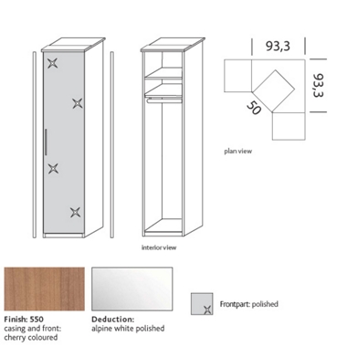 system 300 Corner wardrobe with polished door 8342