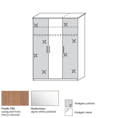 300 3 door wardrobe with 2 polished/1