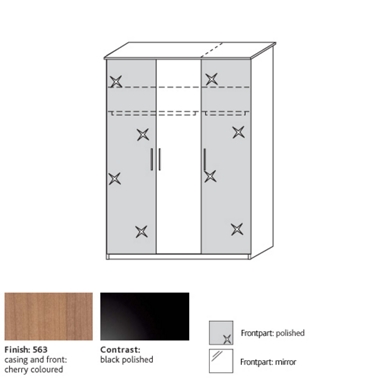 300 3 door wardrobe with 2 polished/plain