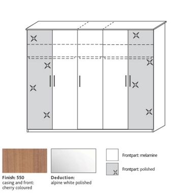 System 300 5 door wardrobe with 3 plain centre