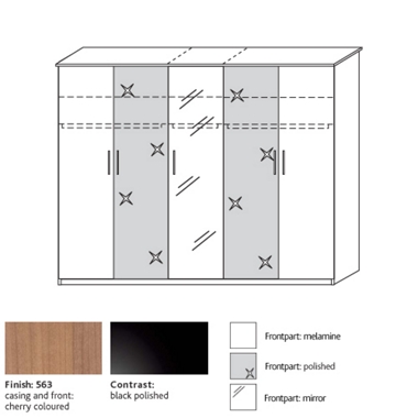 system 300 5 door wardrobe with 2 polished/1