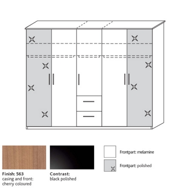 system 300 5 door combi wardrobe with 3 plain